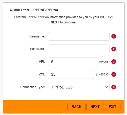 Quick start PPPoA/PPPoE