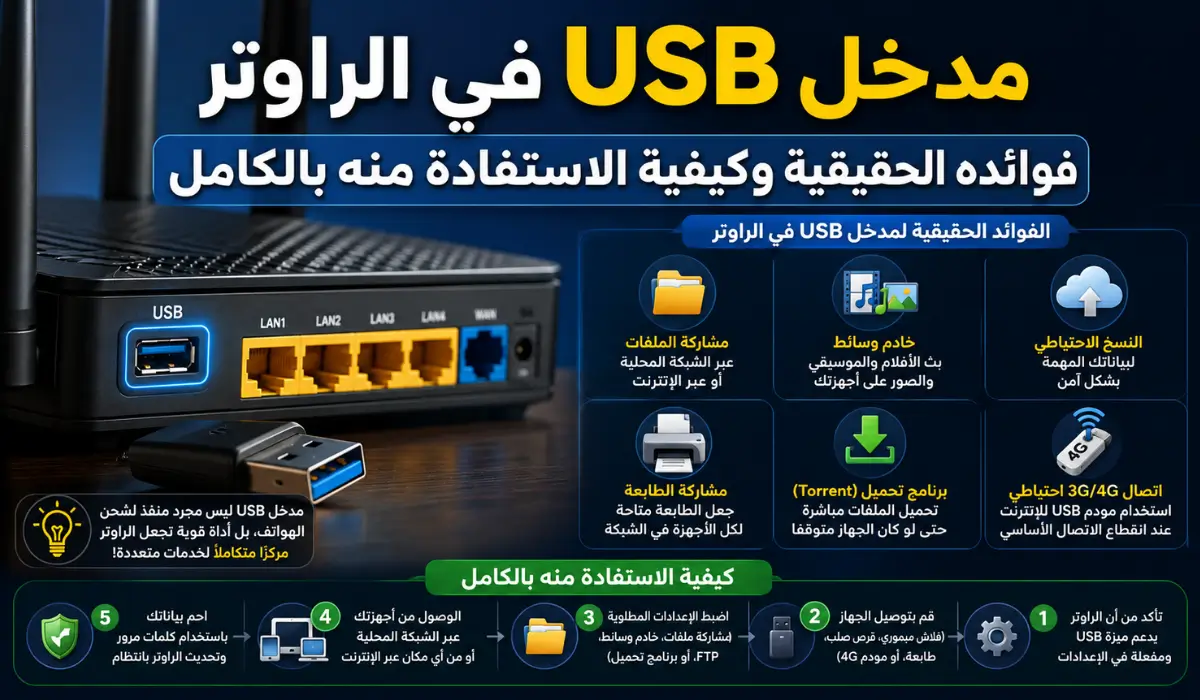 مدخل USB في الراوتر فوائده الحقيقية وكيفية الاستفادة منه بالكامل